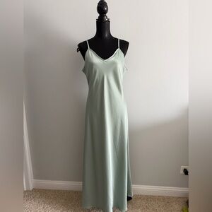 Birdy Grey Women’s Alice Matte Sage Spaghetti Straps Slip Maxi Dress L